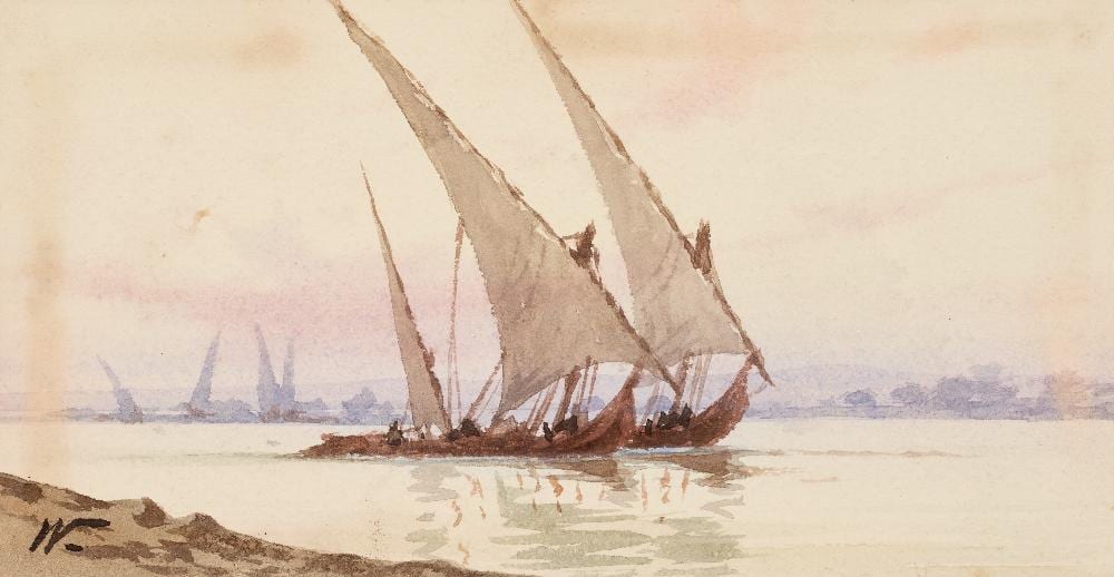 Edwin Lord Weeks comparable auction result: edwin lord weeks american 1849 1903 dhows on the nile watercolour on