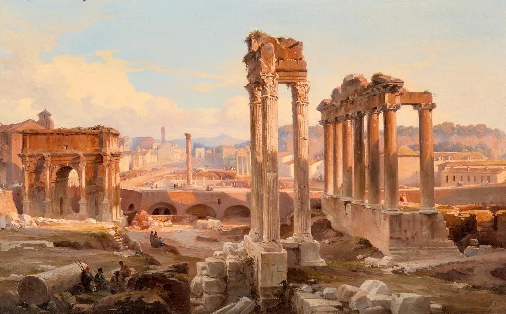 Vincenzo Giovannini comparable auction result: vincenzo giovannini italian 1816 17 1903 view of the forum rome at sunset