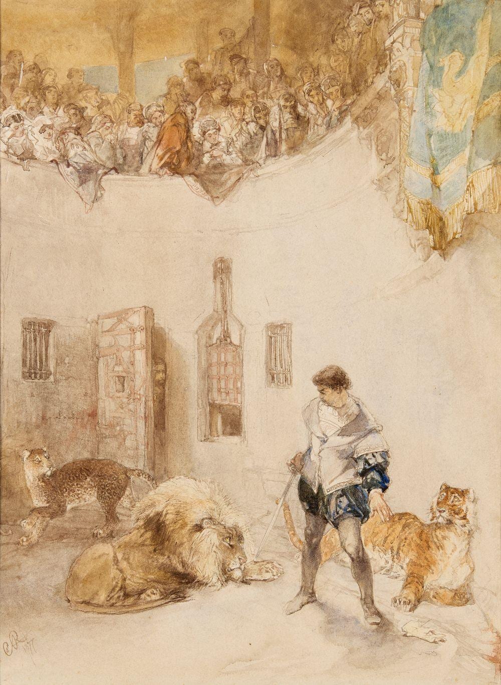 Charles Rochussen comparable auction result: charles rochussen dutch 1814 1894 daniel in the lion s den pencil an