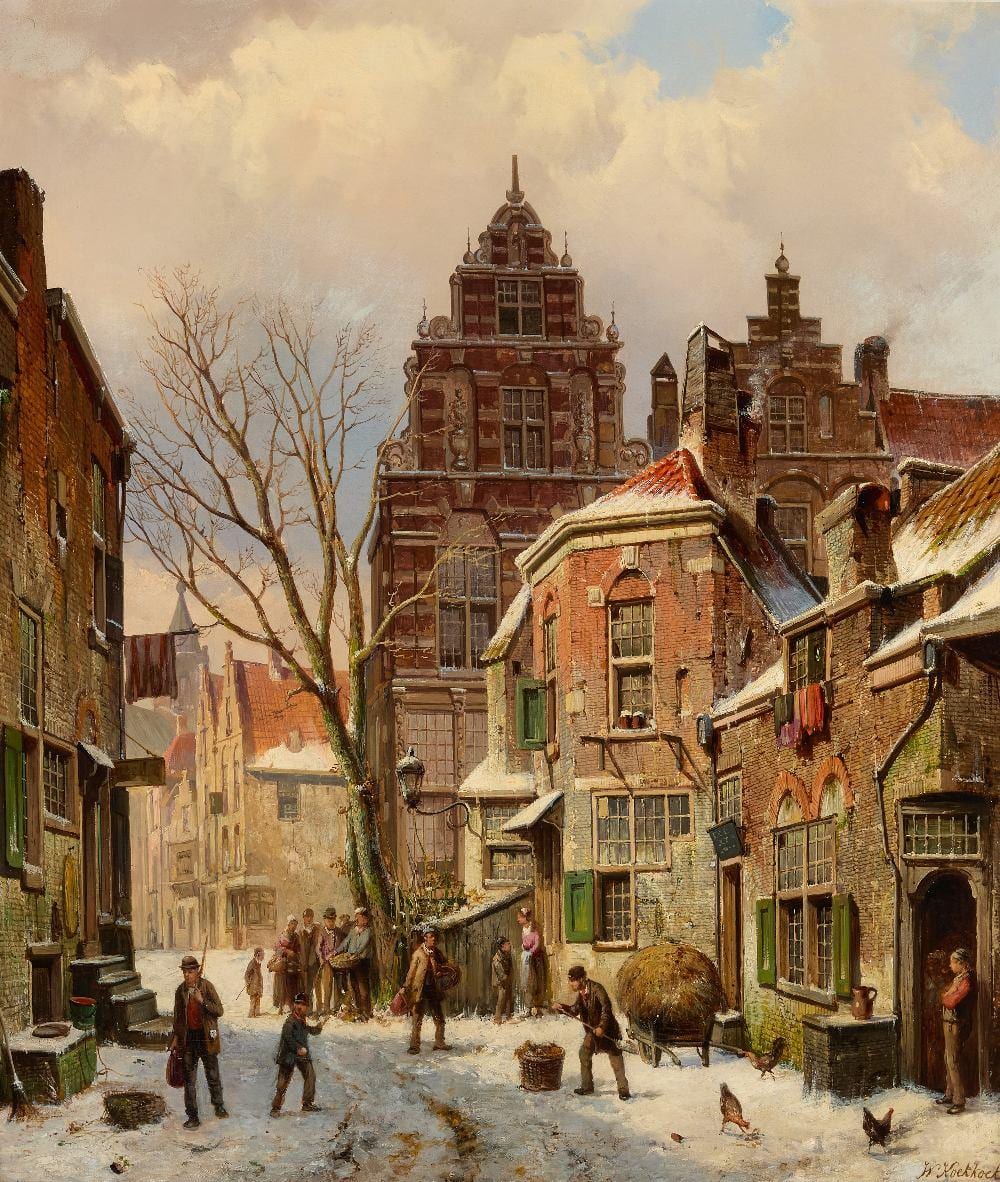 Willem Koekkoek comparable auction result: willem koekkoek dutch 1839 1895 a snow covered street scene oil on c