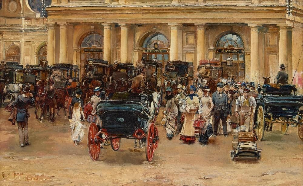 José García y Ramos comparable auction result: jos garc a y ramos spanish 1852 1912 at the railway station rome o
