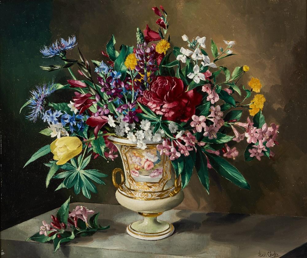 Harold Clayton comparable auction result: harold clayton british 1896 1979 crown derby a floral still life with cornflo