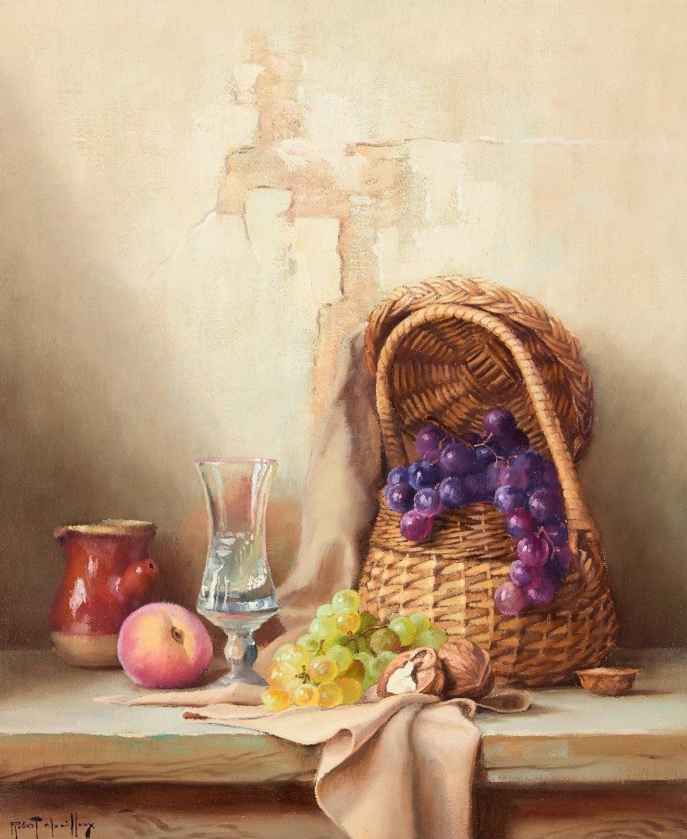 Robert Chailloux comparable auction result: robert chailloux french 1913 2006 still life with a basket of grapes walnuts a