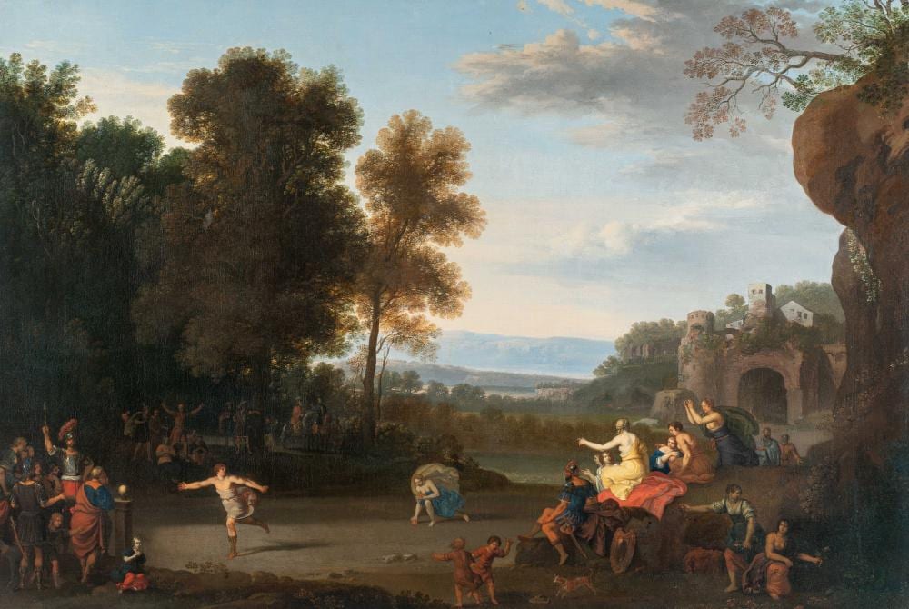 Cornelis van Poelenburgh comparable auction result: cornelis van poelenburgh um 1586 utrecht 1667 der wettlauf der atalante the race of the atalante