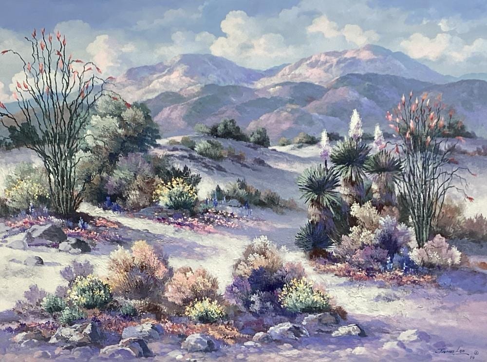 James Lee comparable auction result: james lee b 1952 desert landscape oil on canvas