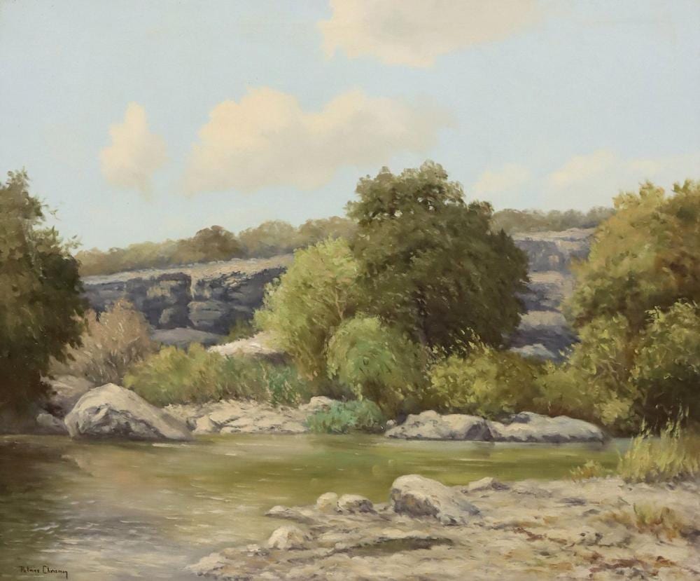 Palmer Chrisman comparable auction result: palmer chrisman d 1984 painting texas hill country landscape 30 x 36