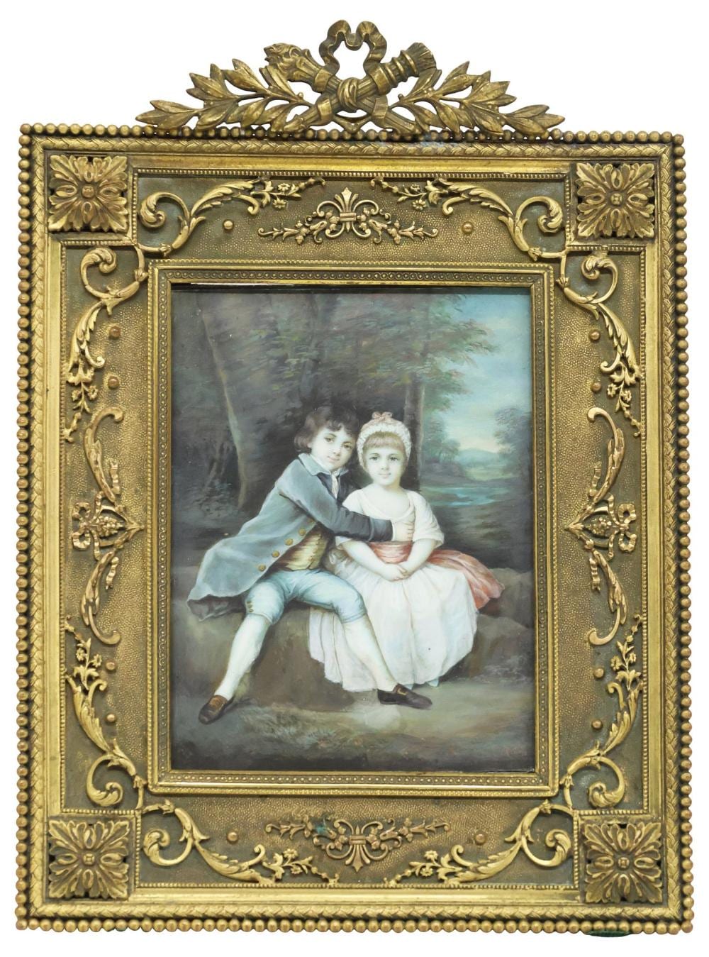 Joshua Reynolds comparable auction result: miniature painting double portrait after joshua reynolds