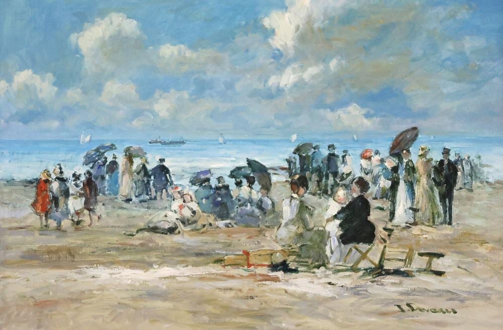 J. Deveau comparable auction result: jacques deveau b 1937 oil painting on the beach 24 x 36