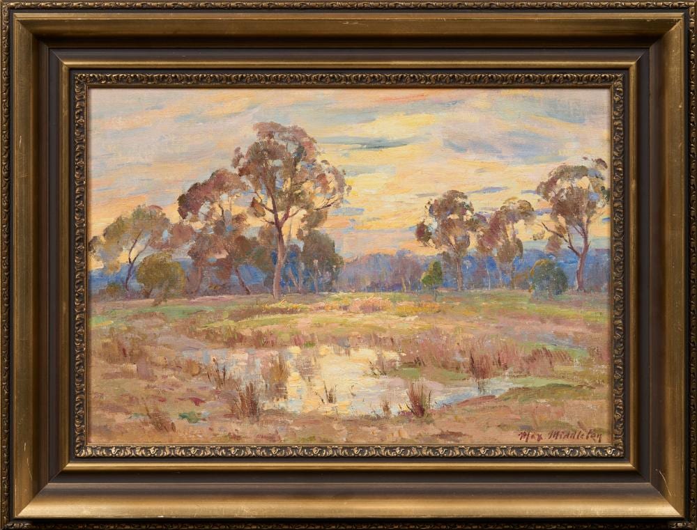 Max Middleton comparable auction result: max middleton 1922 2013 sunset yea oil on canvasboard 33 5 x 48 5cm