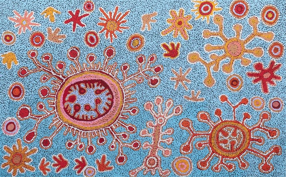 NYANU JENNY KEN comparable auction result: nyanu jenny ken mingkiri cave site acrylic on linen 74cm x 120cm