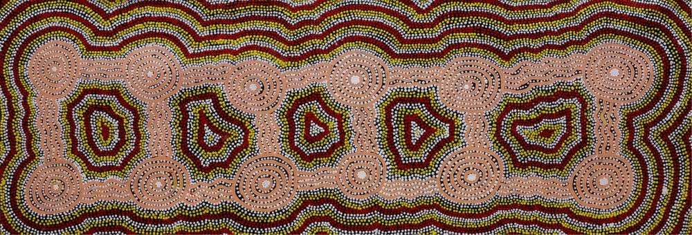 Tjapangati Charlie comparable auction result: charlie tjapangati tingari acrylic on belgian linen 62cm x 180cm