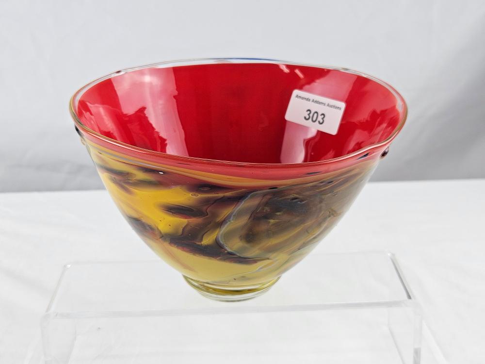 Don Wreford comparable auction result: don wreford multi coloured glass bowl signed and d