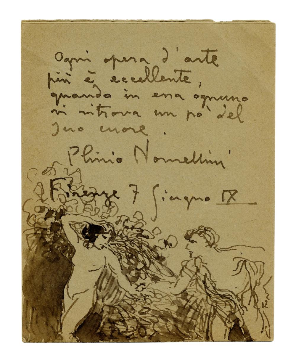Plinio Nomellini comparable auction result: plinio nomellini ogni opera d arte pi eccellente quando in una ognuno si ritrova un po del suo cuore 1930 31