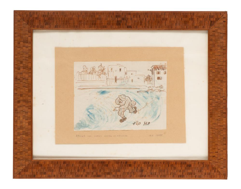 Francesco Cangiullo comparable auction result: francesco cangiullo 120 hp balla che corre dietro la macchina 1917