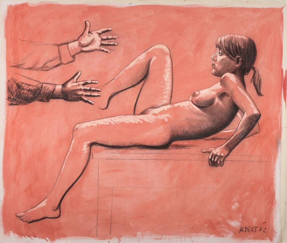 Albert (1852) Ludovici comparable auction result: albert hermann ohne titel mischtechnik mit pastellkreide bleistift und acryl auf leinwand