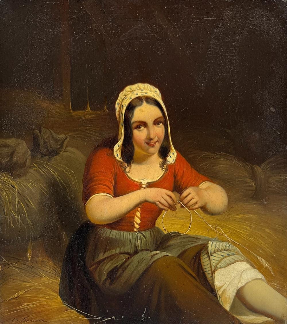 charles ferdinand venneman 1802 1875 girl in the hay · Kunst- und Auktionshaus Quedlinburg · 2025-11-15 Karel Ferdinand Venneman comparable auction result: charles ferdinand venneman 1802 1875 girl in the hay