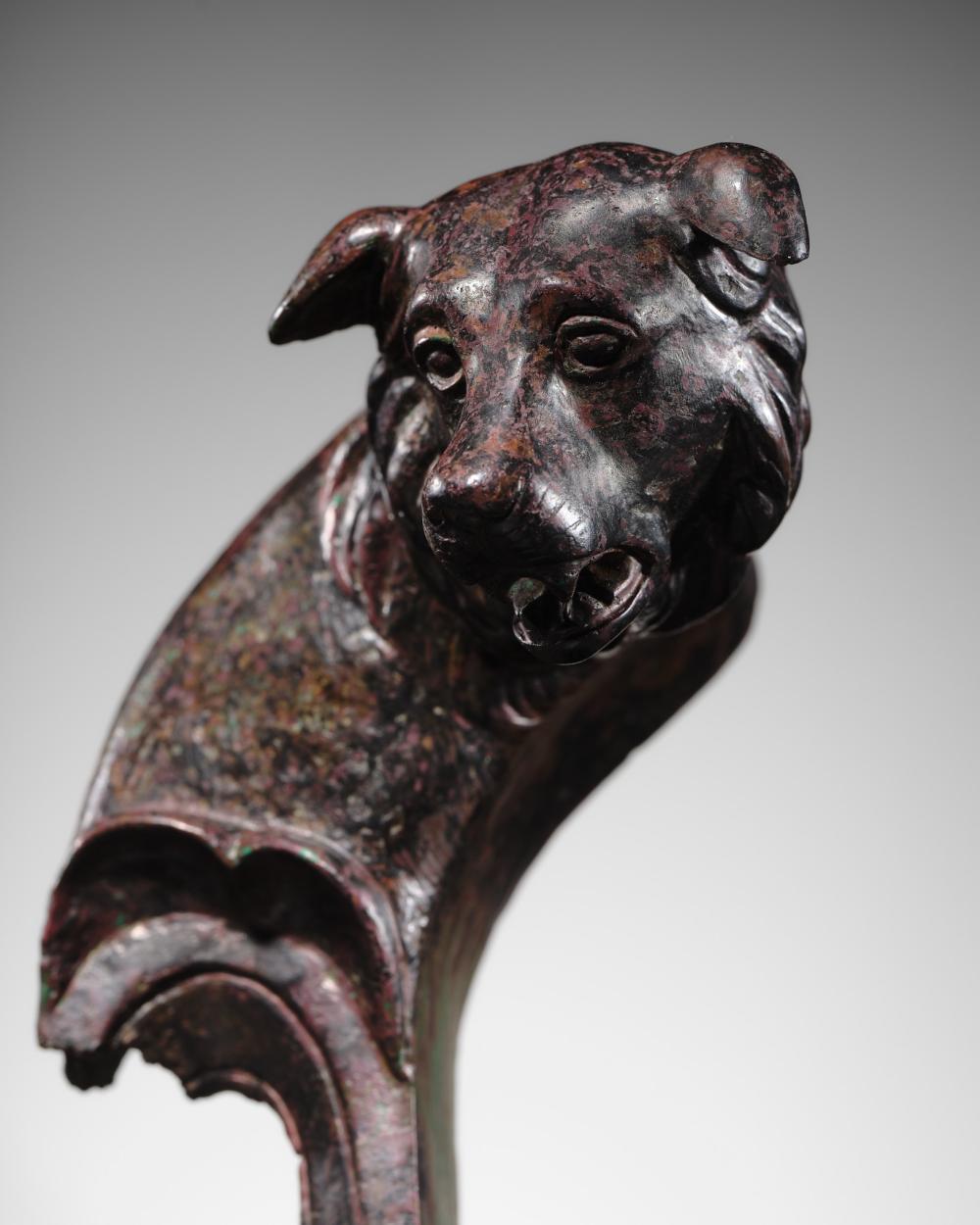 † A FINELY CAST ROMAN BRONZE ‘MOLOSSIAN DOG’ FULCRUM TERMINAL, MID-2ND CENTURY AD sold by Galerie Zacke, lot 76 — auction record photograph