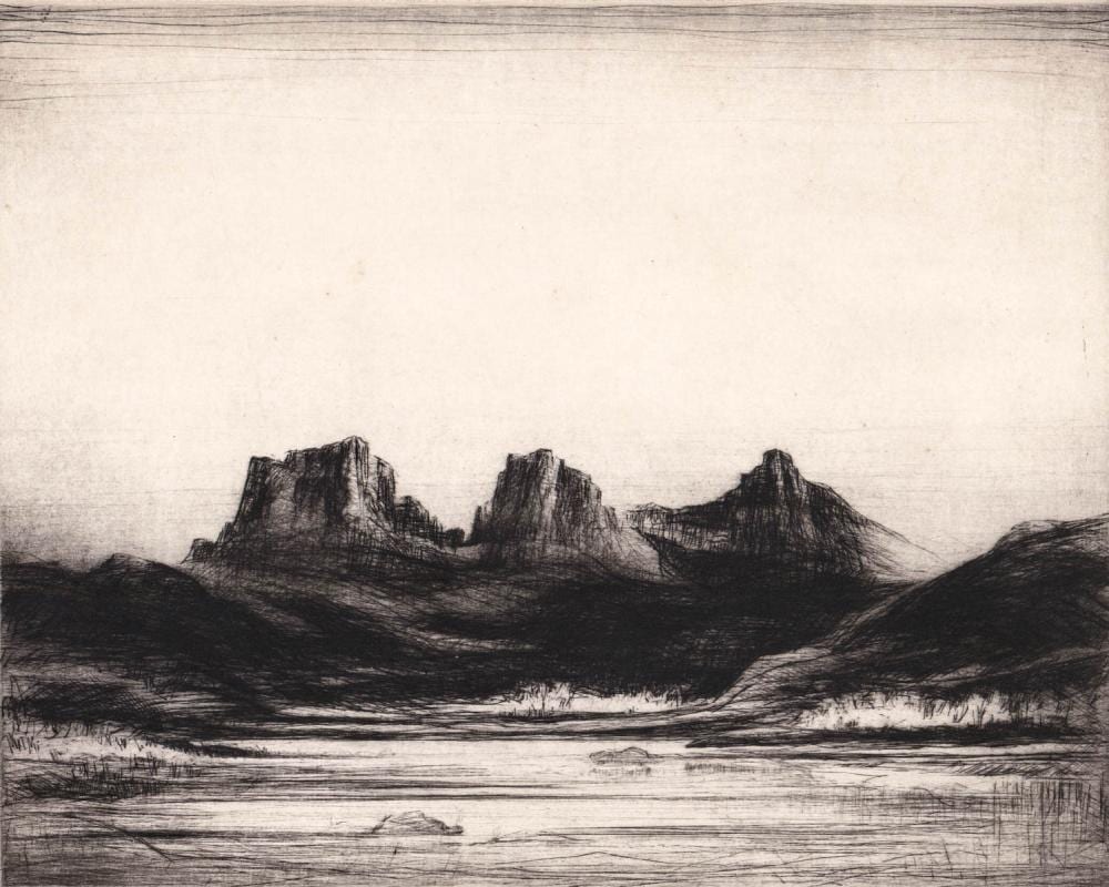 Levon West comparable auction result: levon west etching signed 3 100 three sisters
