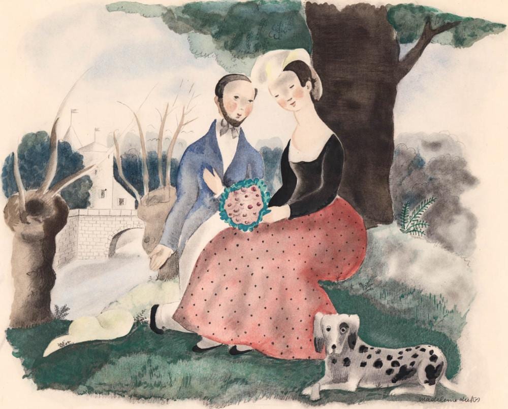 Madeleine Luka comparable auction result: madeleine luka s n color litho couple seated