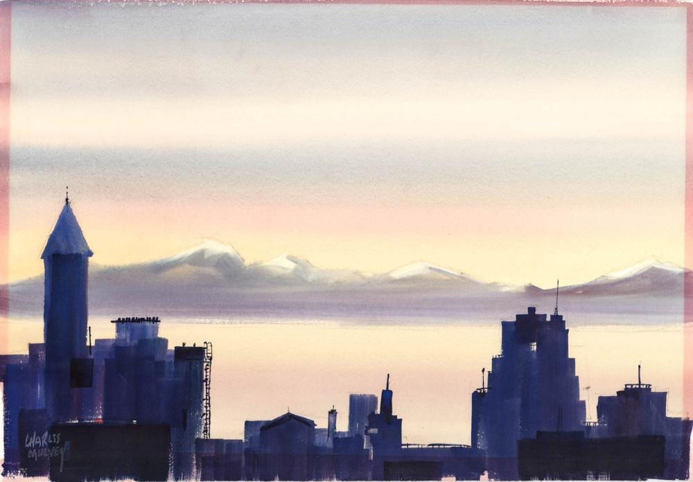 charles mulvey original watercolor skyline · Grant Zahajko Auctions, LLC · 2025-11-05 Charles Mulvey comparable auction result: charles mulvey original watercolor skyline