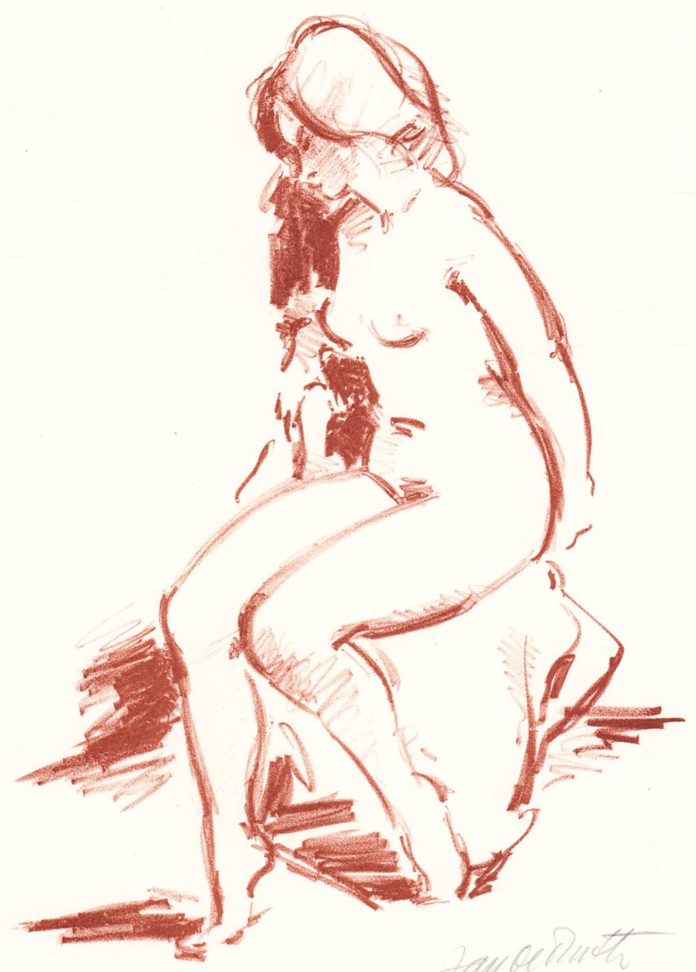Jan De Ruth comparable auction result: jan de ruth seated nude 1967 litho signed