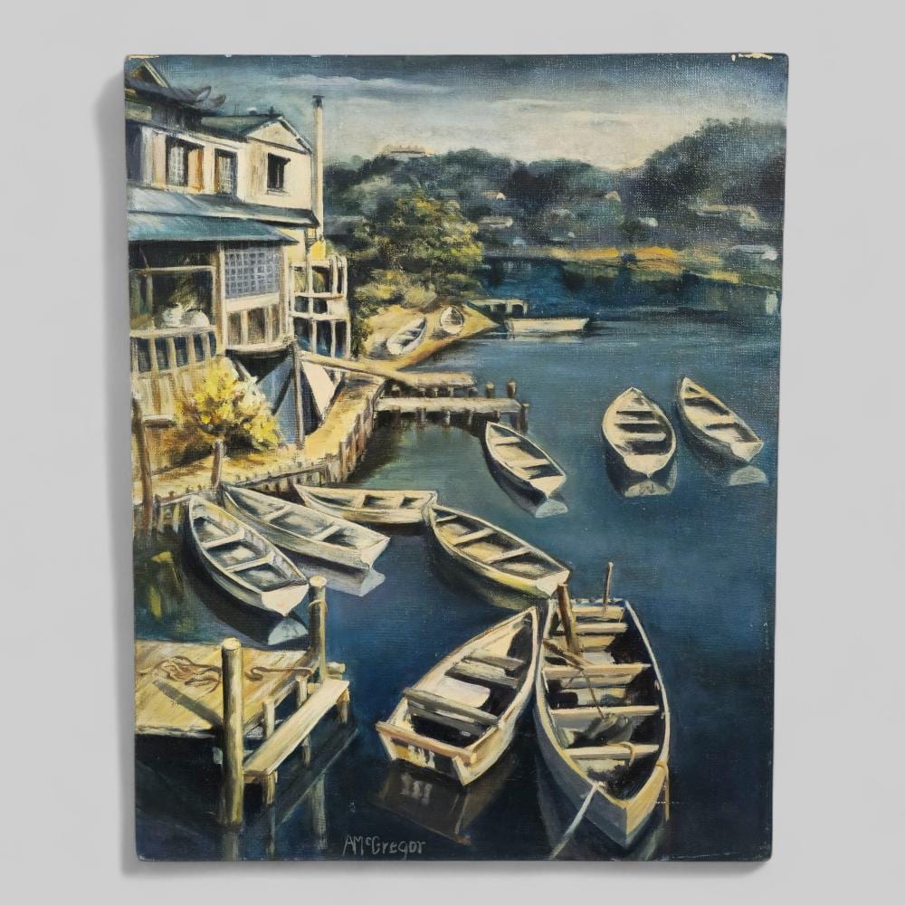 Alasdair McGregor comparable auction result: alasdair mcgregor born 1954 oil boat docks