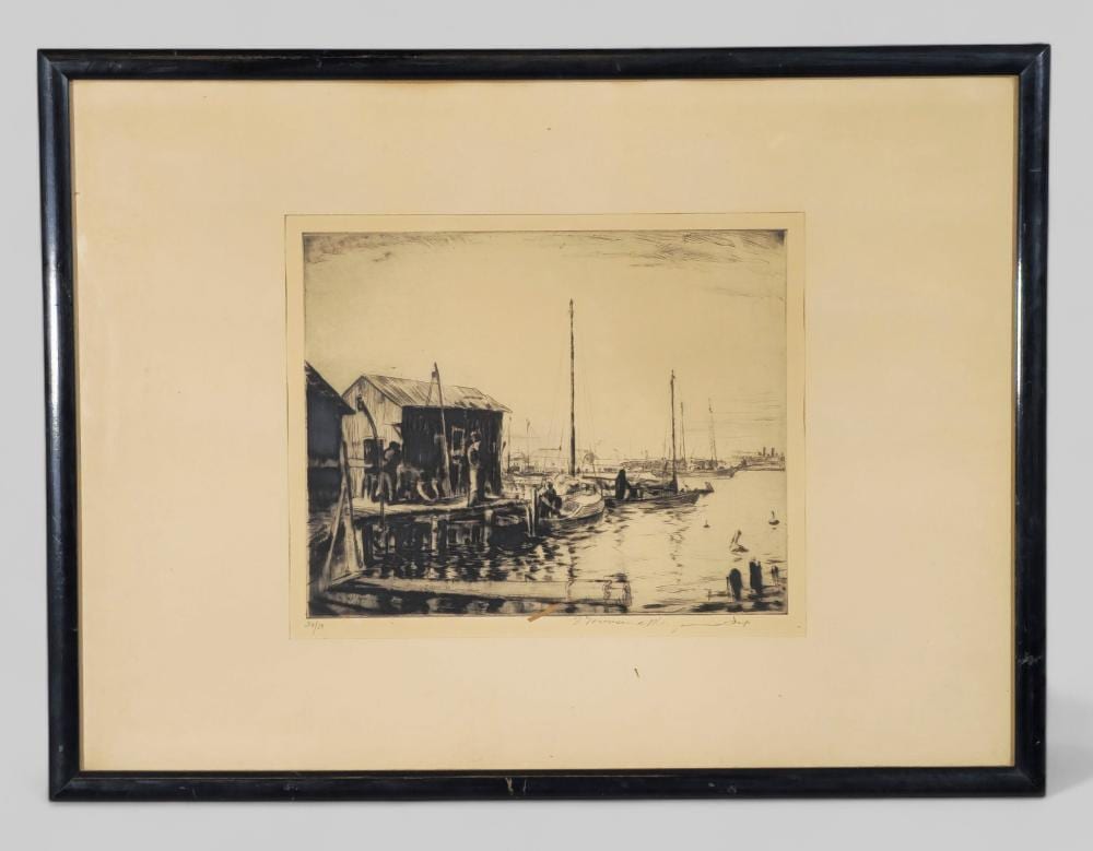 Franklin Townsend Morgan comparable auction result: franklin townsend morgan etching harbor scene