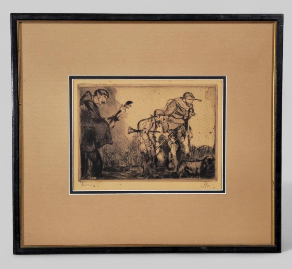 Armand Coussens comparable auction result: armand coussens etching traveling musicians