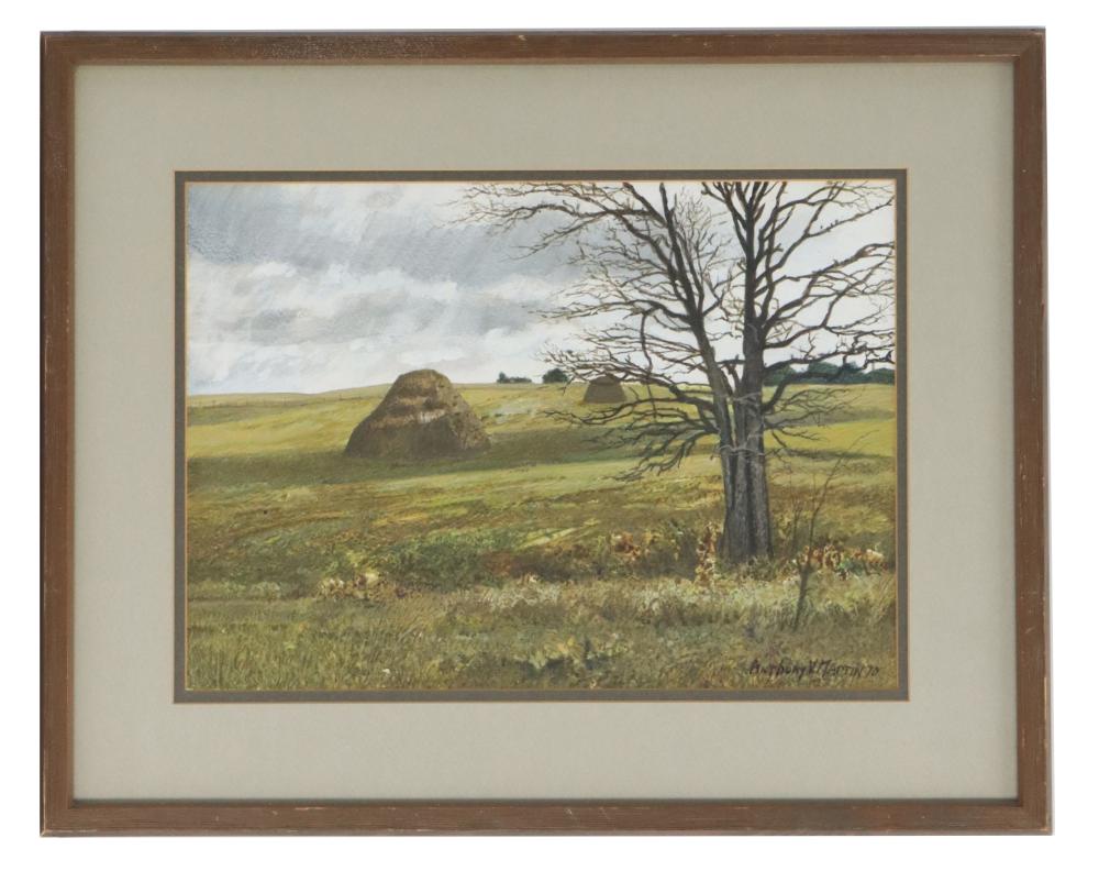 Anthony Martin comparable auction result: anthony martin 1941 2019 american oil on board texas landscape with haystacks