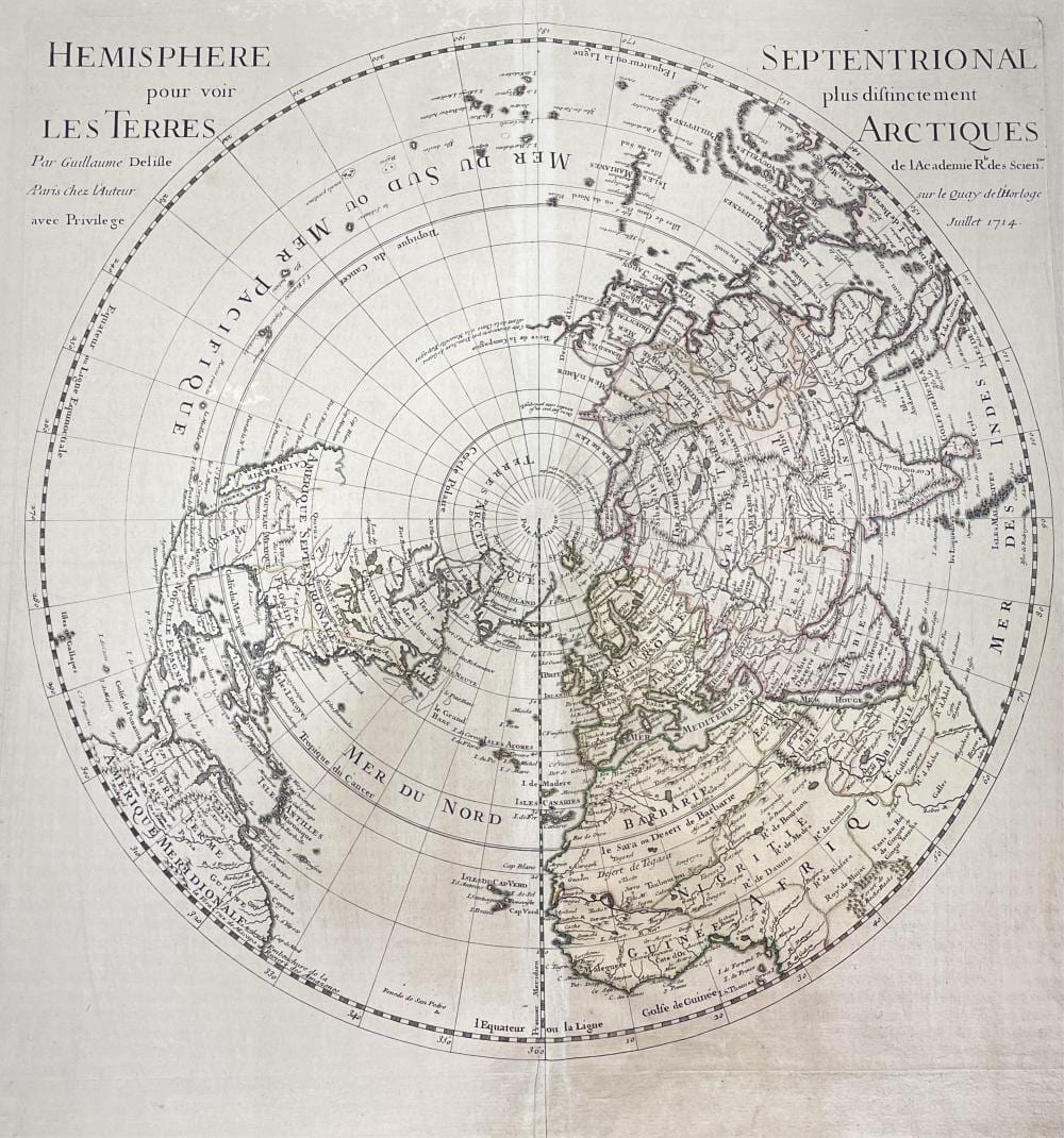 Guillaume Delisle comparable auction result: guillaume delisle hemisphere septentrional pour voir les terres arctiques 1714