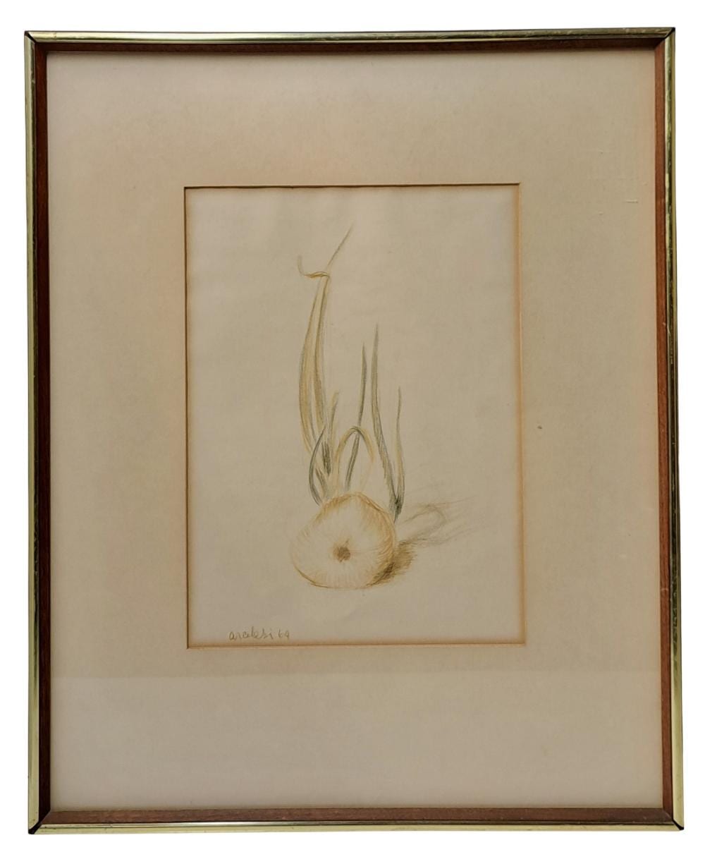 Vincent Arcilesi comparable auction result: vincent arcilesi signed modernist still life colored drawing dated 1964 possible kulicke frame