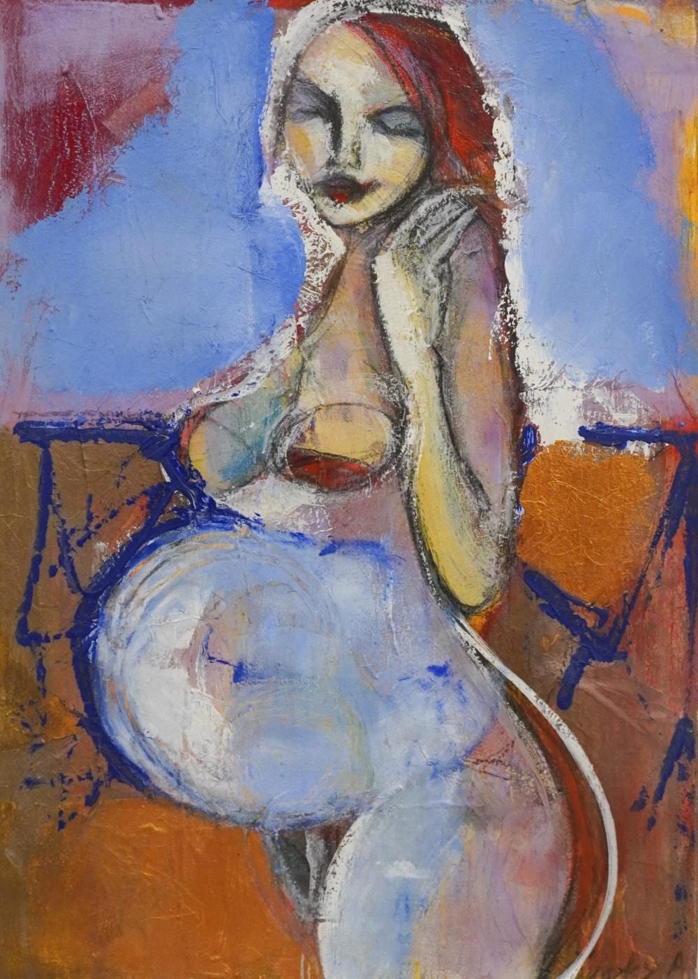 Andrea Erika Janszky comparable auction result: andrea erika janszky hungarian italian b 1966 two oils on canvas unframed larger 27 1 2 x 19 3 4 in 69 9 x 50 2 cm