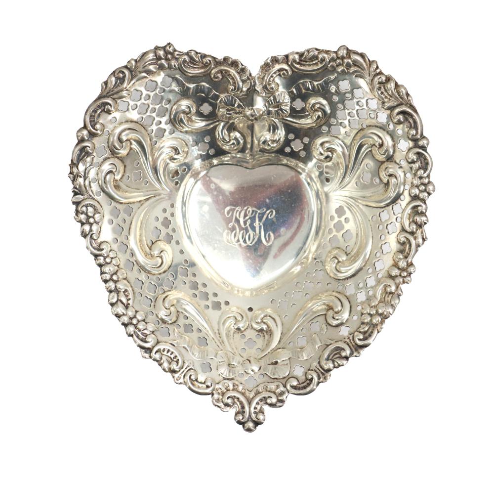 Gorham Heart-Shaped Sterling Silver Tray - 2.40 ozt. sold by Sarasota Estate Auction, lot 1623 — auction record photograph