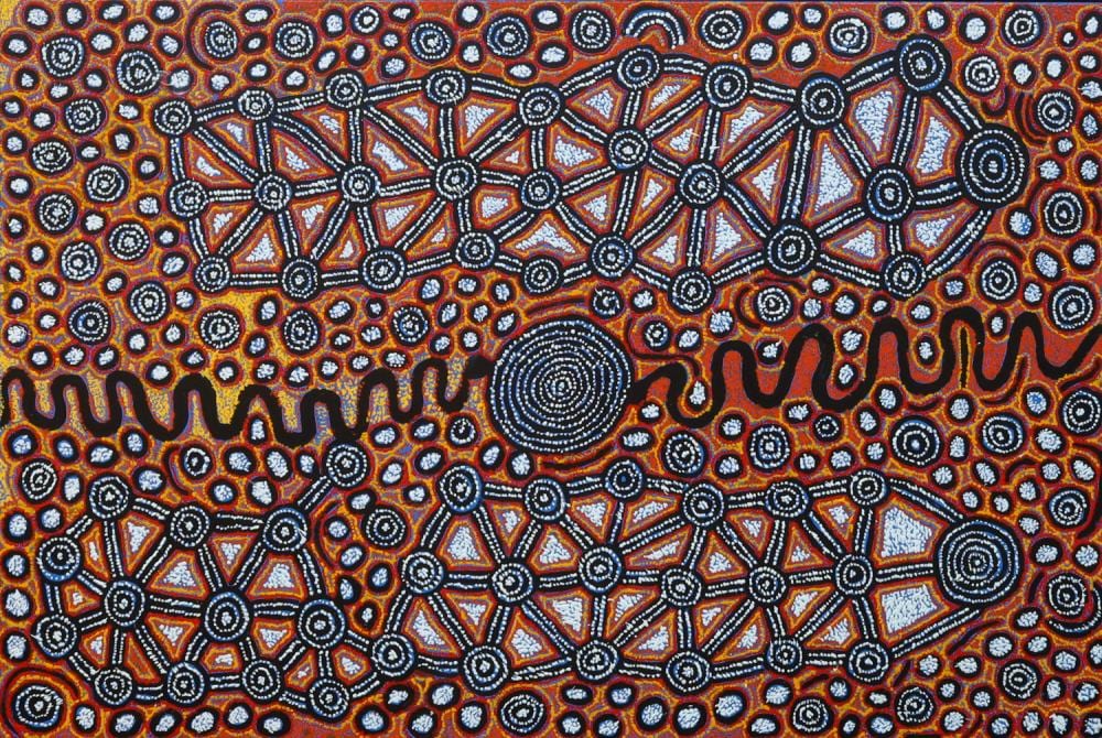 Marlene Young Nungurrayi comparable auction result: marlene young nungurrayi my fathers country acrylic on linen 100cm x 150cm
