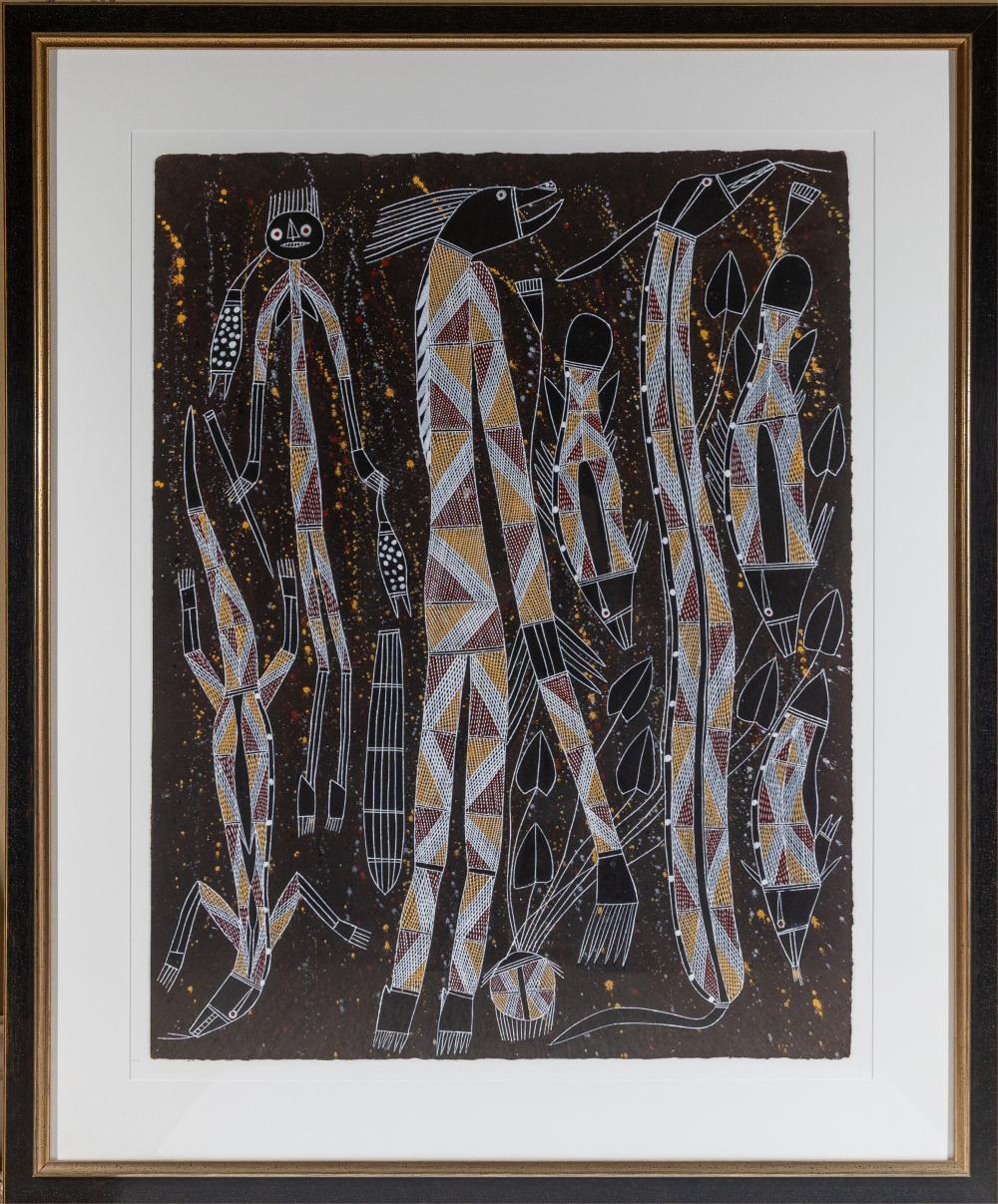 djawida nadjongorle nt 1943 2008 nawurra ancestral being of the stone country natural earth pigments on arches rives paper 105 x 75cm frame size 139 x 110cm · Lawsons · 2025-11-09 Djawida Nadjongorle comparable auction result: djawida nadjongorle nt 1943 2008 nawurra ancestral being of the stone country natural earth pigments on arches rives paper 105 x 75cm frame size 139 x 110cm
