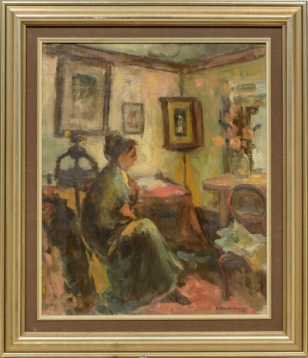 Alexander Rose-Innes comparable auction result: alexander rose innes sa 1915 1996 oil interior scene with seated figure signed 60 x 50