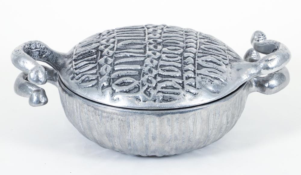 Don Drumm comparable auction result: don drumm cast aluminum lidded brutalist casserole