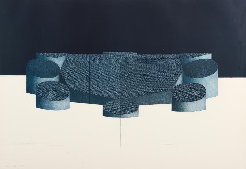 Horia Damian comparable auction result: horia damian 1976 orig lithograph da 1 a from 9 projets visionaires
