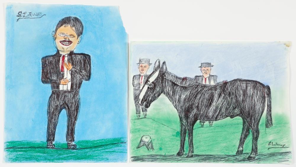 Shields Landon Jones comparable auction result: 2 shields landon jones ink and watercolor drawings