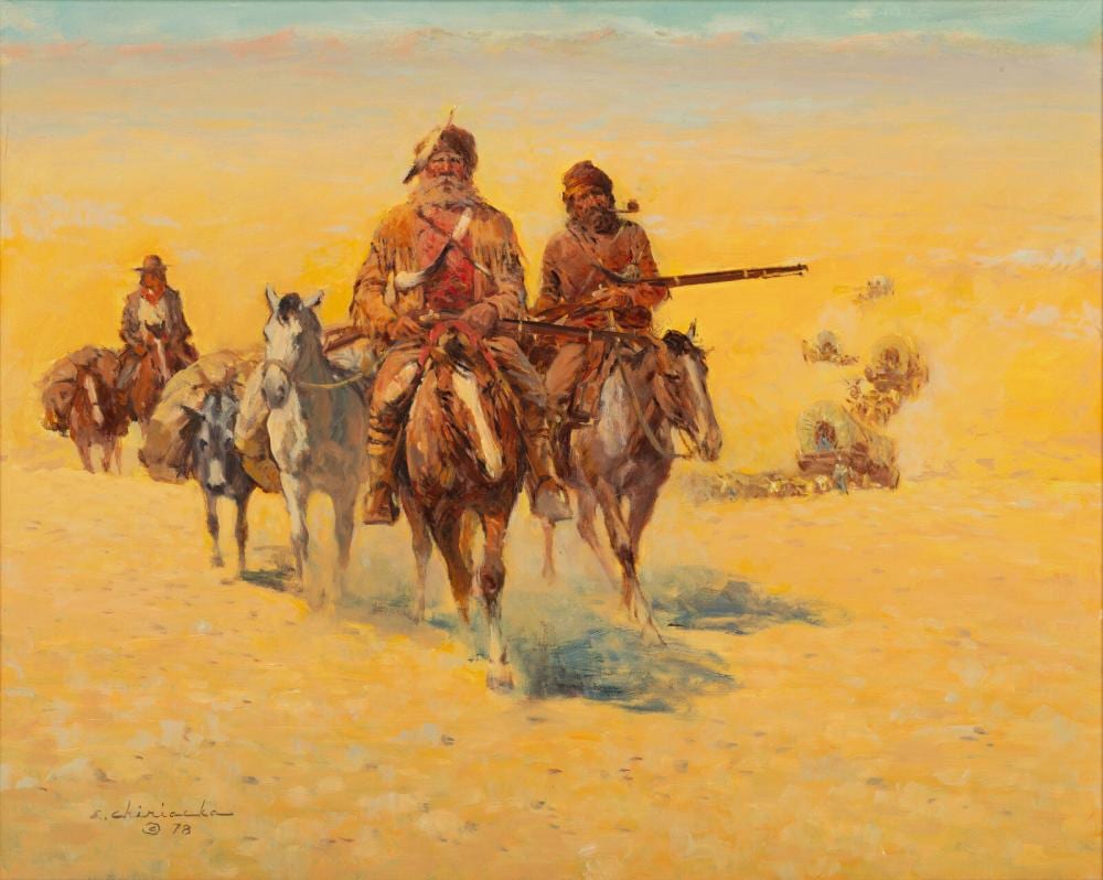 Ernest Chiriacka comparable auction result: ernest chiriacka american 1913 2010 mountain men and wagon train 1978