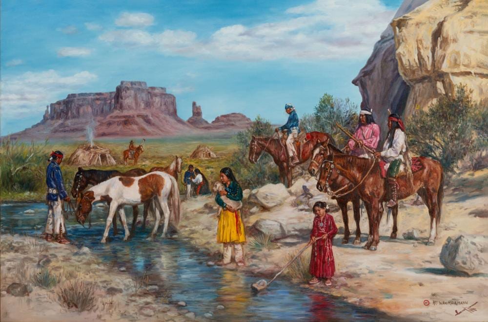 Hubert Wackermann comparable auction result: hubert wackermann american b 1945 black horse s camp navajo 2019