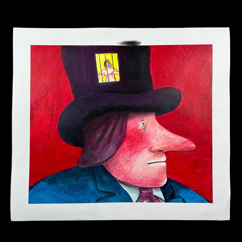 Jerzy Kolacz comparable auction result: jerzy kolacz untitled trapped in the hat original