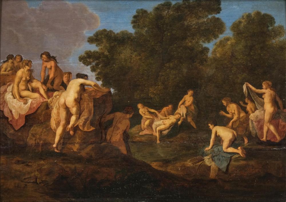 Cornelis van Poelenburgh comparable auction result: cornelis van poelenburgh bathing nymphs monogram signed oil painting on oak panel 1600 s