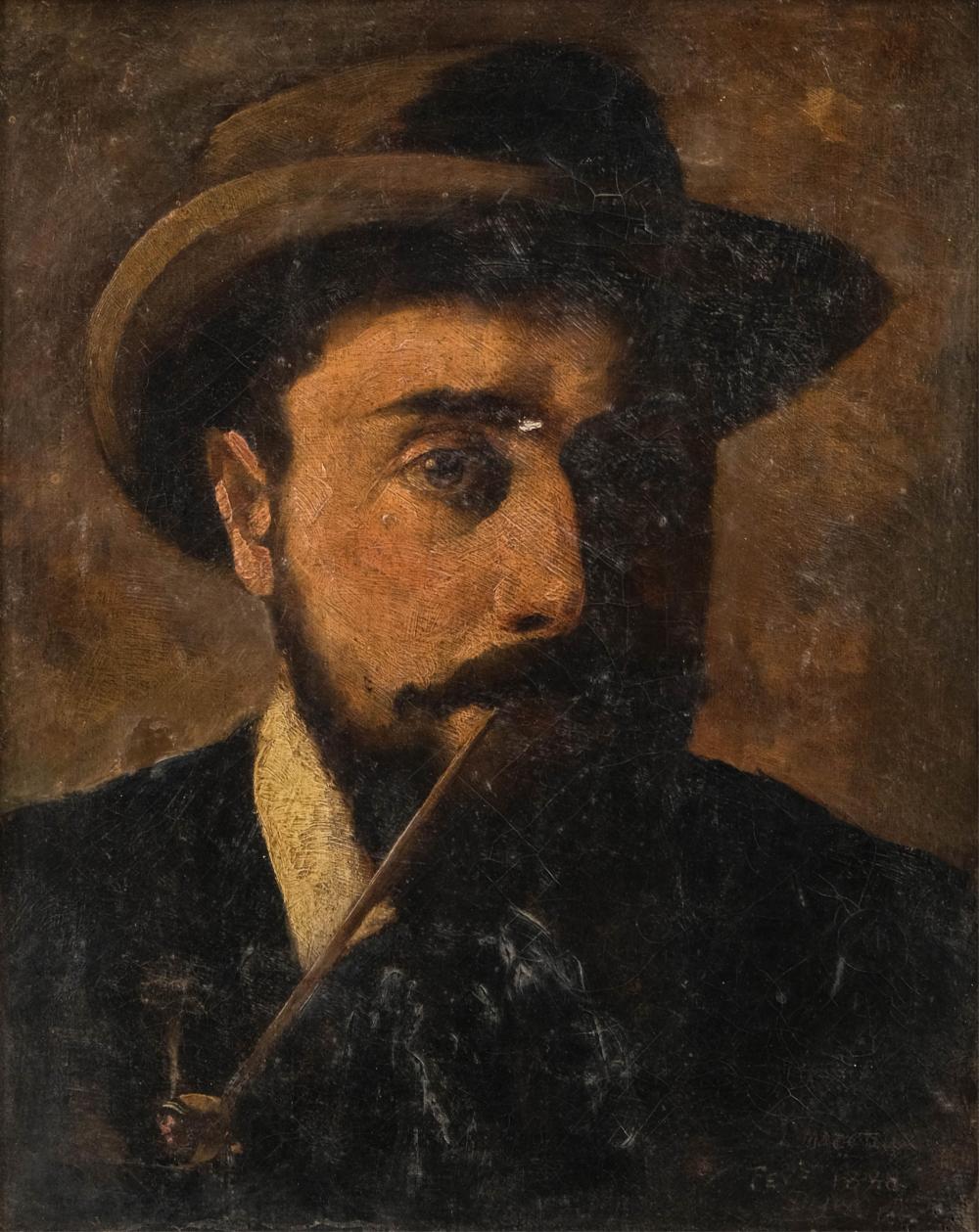Auction comp thumbnail for 19th Century French School, Oil on Canvas Painting, Portrait of a Man with a Pipe, Signed and Dated 1888 (Collective Hudson, LLC, Lot 445)