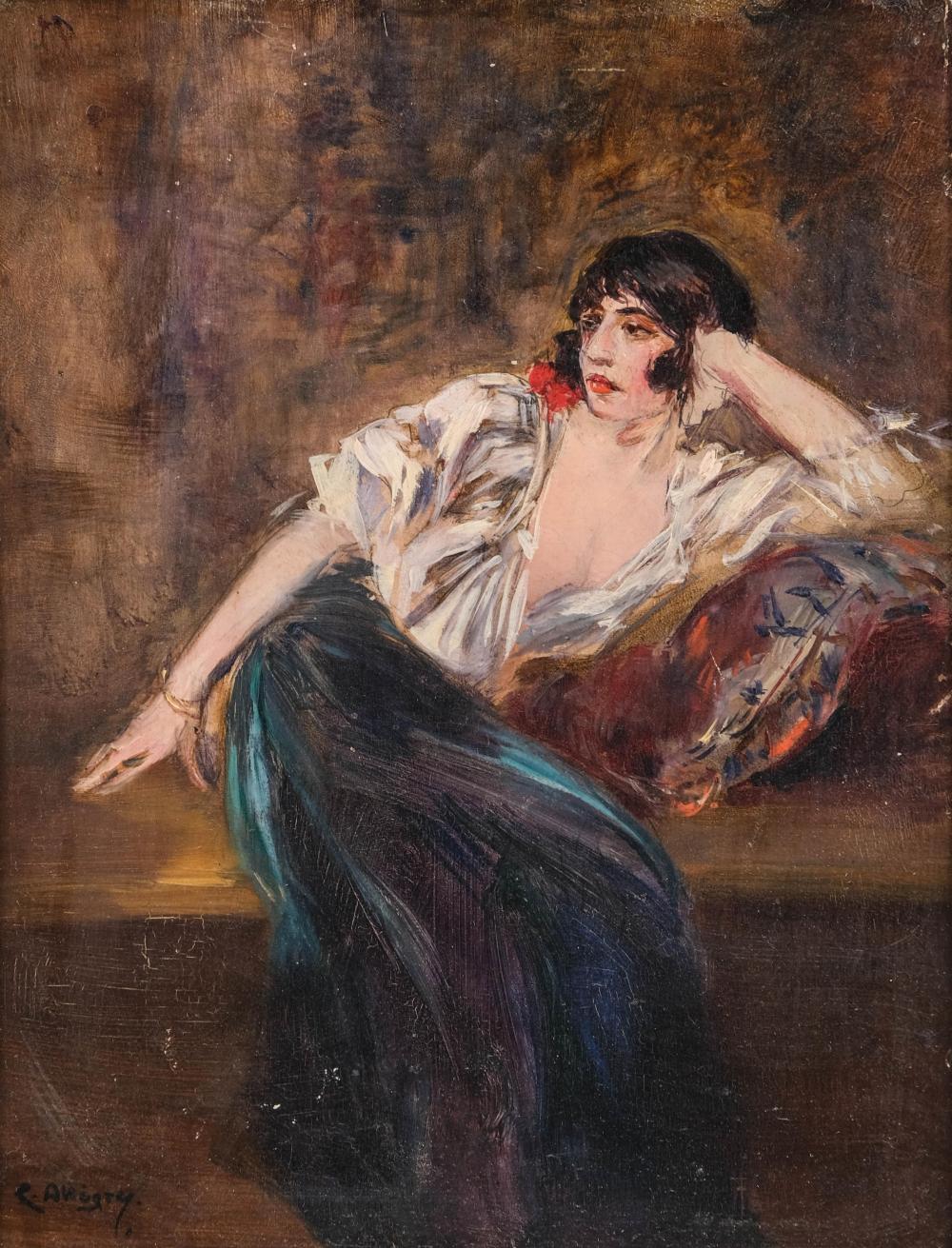 Raymond Allègre comparable auction result: raymond all gre signed france art nouveau period oil painting reflection