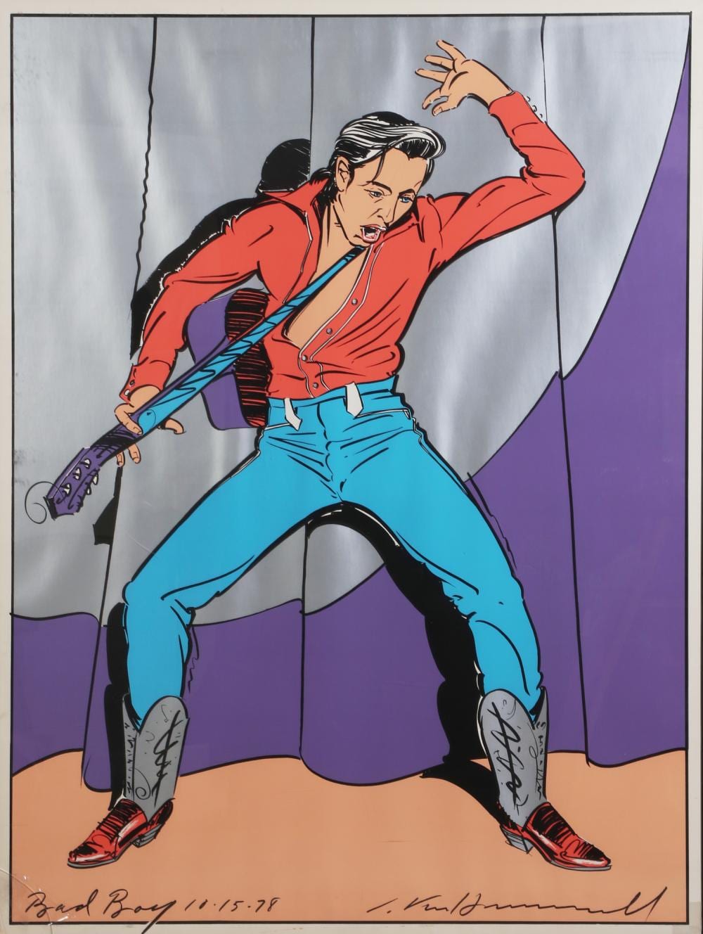john van hamersveld american b 1941 bad boy 1978 screen in colors on wove paper 54 1 2 x 40 1 2 138 x 102cm · Andrew Jones Auctions · 2025-11-05 John Van Hamersveld comparable auction result: john van hamersveld american b 1941 bad boy 1978 screen in colors on wove paper 54 1 2 x 40 1 2 138 x 102cm