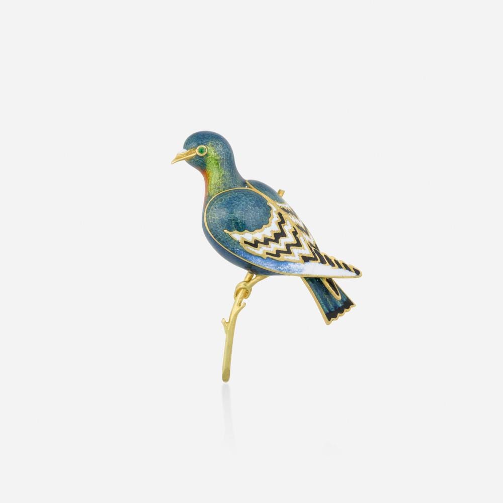 Jacob Rosseels comparable auction result: jacques rosseels enamel and gold brooch