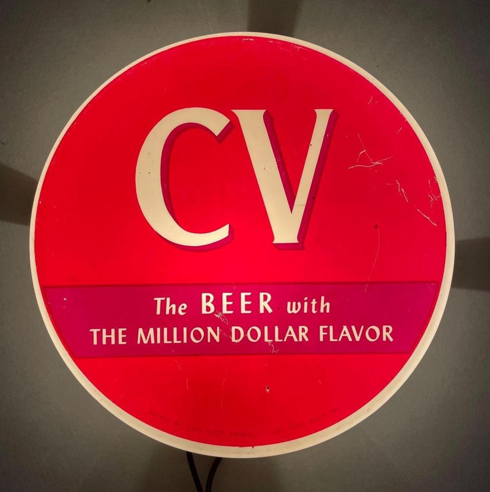 Vintage CV Beer Light-Up Advertising Sign sold by Matthew Bullock Auctioneers, lot 208 — auction record photograph