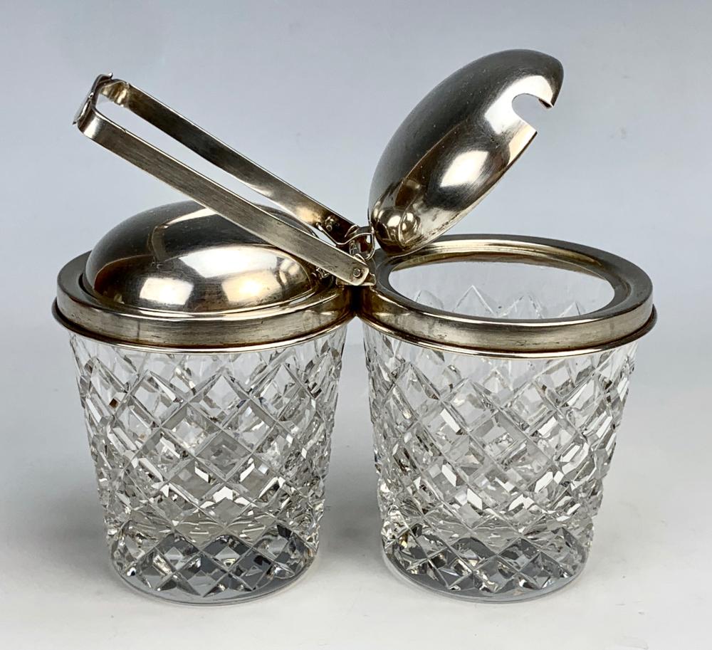 Cartier Sterling & Glass Double Jam Jars sold by Treasureseeker Auctions LLC, lot 158A — auction record photograph