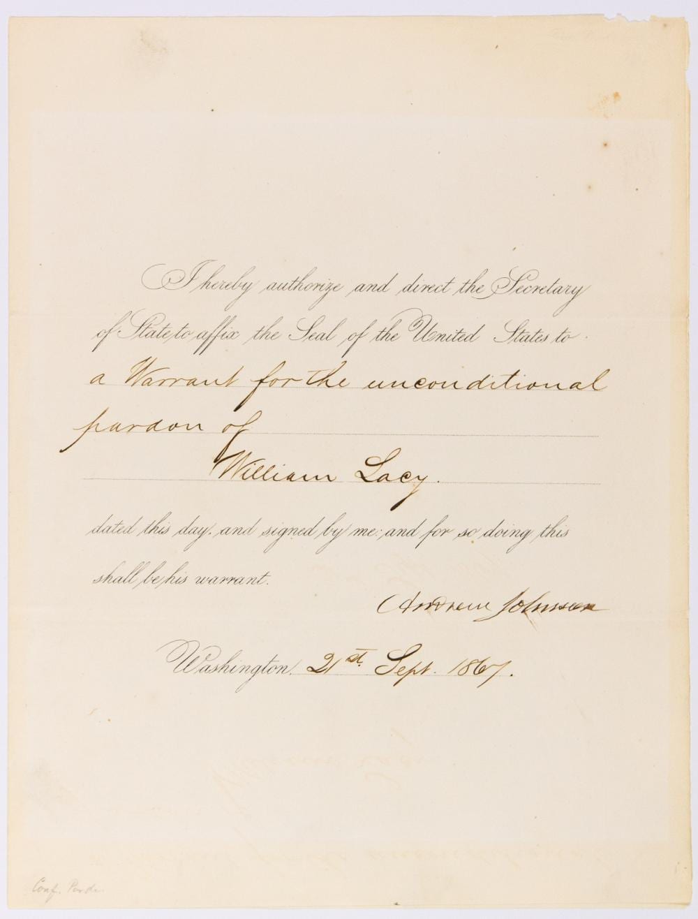 Andrew Johnson comparable auction result: andrew johnson